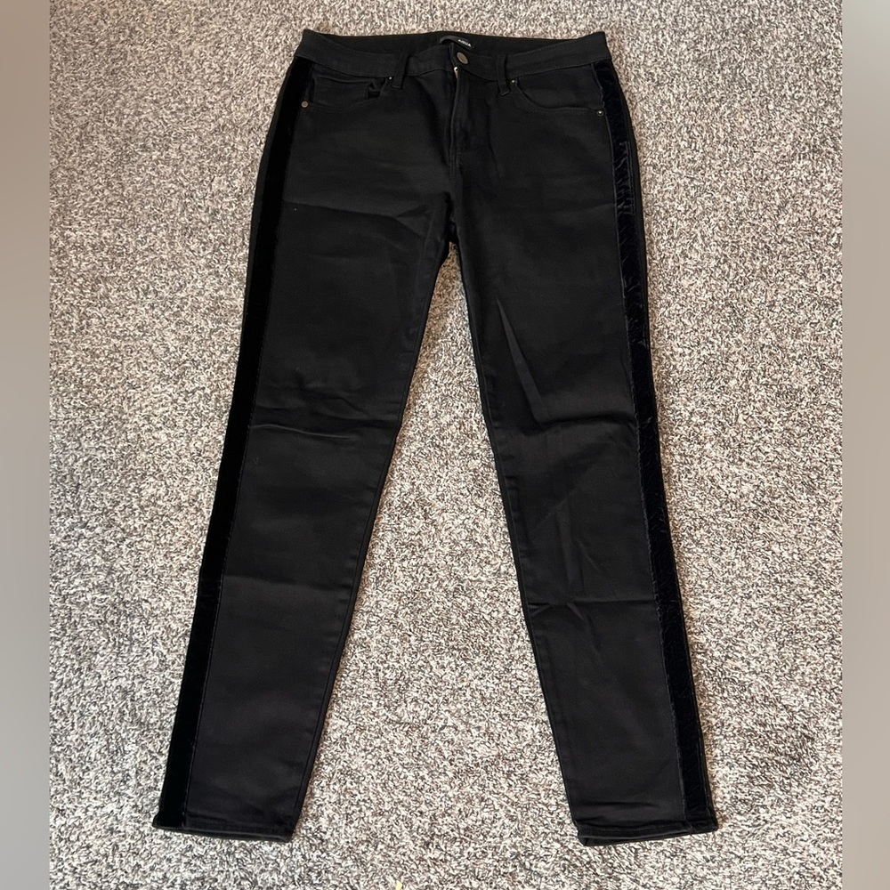 Black aqua jeans with velvet sides